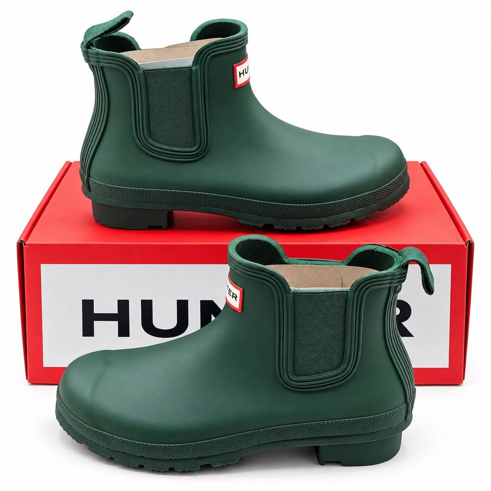 Hunter Original Chelsea Boots Womens 6 Green Waterproof Rubber WFS2078RMA Matte